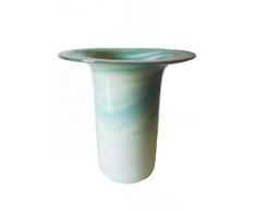 Jarrón de vidrio cristal, florero de cristal coloreado y soplado con la boca, en color turquesa, blanco, jarron decorativo altura circa 20 cm,