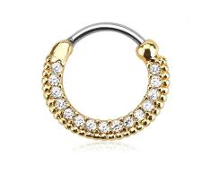 Forbidden Body Jewelry - Aro con circonitas cúbicas de cristal, engastados, de forma redonda de 16 g, 10 mm de diámetro, tipo clicker, piercing para tabique y cartílago