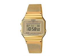 Casio Reloj Mujer de Digital con Correa en Acero Inoxidable A700WEMG-9AEF