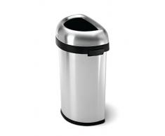 simplehuman - Papelera semicircular abierta (acero inoxidable pulido, 60 L)