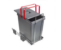 ELLETIPI - Ecofil PF01 34C1 - Cubo de Basura para Reciclaje extraÃ­ble para Base, plÃ¡stico y Metal, Color Gris, 23 x 41 x 36 cm