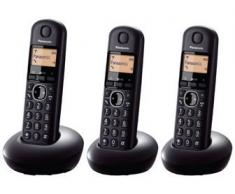 Panasonic KX-TGB213SPB - Teléfono fijo digital (DECT Trío, función alarma/despertador, 6 melodías de timbre, Identificación de llamada entrante), negro