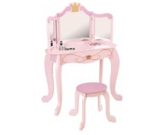 KidKraft- Princess Juego de tocador con espejo y taburete de madera, cuarto de juegos para niños/muebles de dormitorio, Color Rosa (76123)
