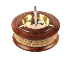 Aheli Cenicero de Madera Hecho a Mano para 3 Cigarrillos al Aire Libre, Bandeja Redonda para Cenizas para Coche, casa, Oficina, Mesa, decoración