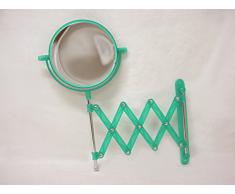 ESPEJO MAQUILLAJE AUMENTO EXTENSIBLE REVERSIBLE PLASTICO VERDE