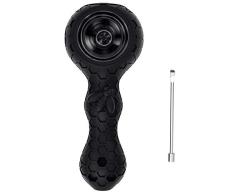 YoungRich Pipa de Silicona Con una cuchara para Fumar,Forma de panal Grueso Tubos de Fumar Pequeña Hermoso Resistente al calor Hecho a Mano pipes Regalo para Padre,Esposo y Colección de Arte(Negro)