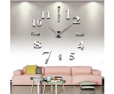 EsportsMJJ Bricolaje Plata Grande 3D Pared Reloj Hogar Espejo Decorativo Cara Eva Etiqueta