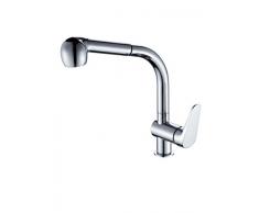 DP Grifería Alelí - Grifo de cocina extraíble de caño alto, color plateado