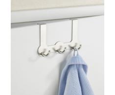 Wenko 4468040100 Rondo - Perchero para colgar en la puerta (3 ganchos dobles, 22,5 x 14 x 4,5 cm, para puertas de 2 cm de grosor), acero mate