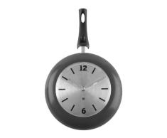 PT Present Time - Reloj de Pared con Forma de sartén, Color Plateado y Negro