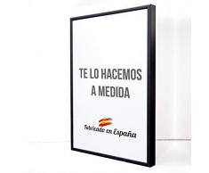 Marco a Medida para Fotos, póster, Puzzles, láminas, Diplomas y orlas. Cuadro Modelo 412-4 en Aluminio Negro Mate, con Cristal metacrilato 1.5 mm y Trasera Antihumedad 25x36 cm