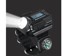 Reloj de pulsera con linterna de luz led R5, recargable, impermeable, con brújula, ideal para correr, escalada, montañismo, acampadas, supervivencia, senderismo, caza, patrulla