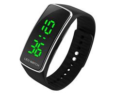 Niños de los relojes digitales, niños niñas 3 bares impermeable deportes al aire libre relojes, adolescentes niños electrónico Digital Deporte Muñeca Reloj con retroiluminación LED - negro UEOTO