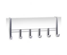 Zeller 13897 - Suspensión de puerta 6 ganchos, de metal cromado, longitud 51 x ancho 20,5 x altura 10 cm