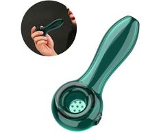 Pipa de cristal de 7 agujeros, tubo de vidrio grueso, resistente al calor, sin olor, bolsillo de ajuste grueso, hermoso regalo para padre marido y coleccionista, pipas verdes de lago para fumar negro
