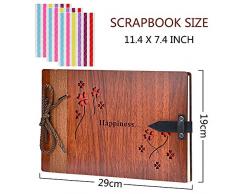 ZEEYUAN Álbum de Fotos 29 x 19 cm,Libro de Recuerdos para Recuerdos de Cumpleaños, Aniversarios, San Valentín y Celebraciones. Libro de Fotos 80 páginas con Cubierta de Madera