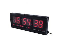Yosoo Reloj Digital Grande LED con el Calendario la Fecha y la Temperatura Indicación Reloj de Escritorio (Rojo)