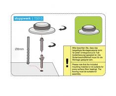 Stoppwerk Topes para Puertas de Acero Inoxidable - Tope para Montaje en el Suelo - Ø 5,3 cm Alto: 1,4 cm - Tope Puerta