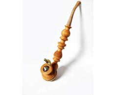 Pipa para fumar de madera tallada a mano – Pipa natural larga para fumar tabaco con tapa metálica para cazoleta – a los a quién les gustan las pipas para fumar tabaco y hierbas