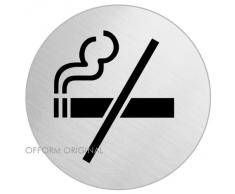 OFFORM Señal pictograma en acero inox Ø 130 mm No.6953 "Prohibido fumar"