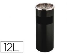 CENICERO PAPELERA METALICO Q-CONNECT NEGRO -61,5X25 CM CON RECOGECOLILLAS