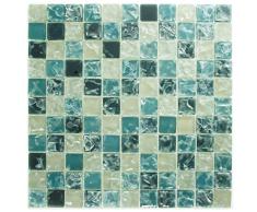 1 tapete de azulejos de mosaico de vidrio mosaico de vidrio de color azul claro-oscuro 30x30 Beige crashy Optik