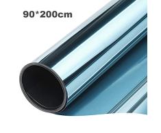 TTMOW Vinilo Pet Película Adhesiva Lámina de Espejo para Ventanas Cristal Unidireccional Protector de Privacidad Anti 99% UV y Anti 85% IR para Hogar y Oficina (Azul y Plata, 90 * 400cm)