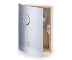 Zeller 13846 - Armario para llaves (haya y acero inoxidable, 21,5 x 5,5 x 24,5 cm)