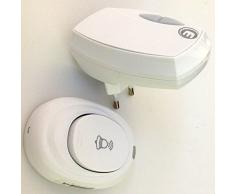 Electra Line 59199 de timbre inalámbrico timbre de puerta, con enchufe 10 A, 36 melodías ajustable, blanco