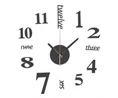 EsportsMJJ Bricolaje Mini Arte Moderno Espejo Reloj De Pared 3D Etiqueta De Diseño De Oficina En Casa Decoración De Habitación-Negro