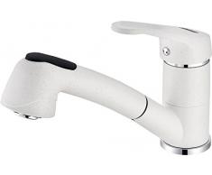 Franke 115.0275.359 (material Fragranite de alta presión grifo de la cocina con caño extraíble y función de ducha, color blanco polar