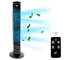 MALATEC - Ventilador de Torre Silencioso, Oscilante con Mando a Distancia, Ventilador de Pie con 3 velocidades, 80 cm de Altura con asa de Transporte, Color Negro, Envio en 24-48H