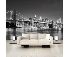 murimage Papel Pintado New York 366 x 254 cm Incluyendo Pegamento Fotomurales Manhattan Arquitectura Estados Unidos Ciudad USA Vista 3D Puente Brooklyn Bridge
