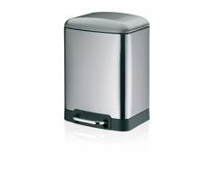 Kela 22998 Davino Papelera Cuadrada, 6 L de acero inoxidable mate con cierre silencioso