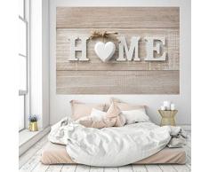 murimage Papel Pintado Home 3D 183 x 127 cm Incluye Pegamento corazón casa hogar madera escudo shabby chic sala de estar histórico viejo países worldmap Vintage Fotomurales