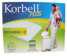 Korbell KR280DR1B - Bolsas de recambio para papelera de pañales, tamaño grande (3 packs)