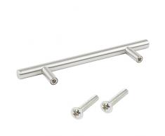 TRIXES Paquete de 20 Manijas en Forma de T en Acero Inoxidable para Cajones Puertas de Gabinete o Cocina - 150 mm de ancho; Centros 96mm - Tiradores Cocina