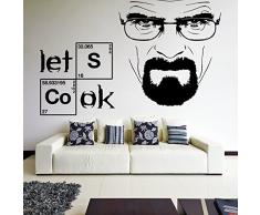 (50x32 cm) Vinilo Adhesivo Pared Breaking Bad Heisenberg Frase / Permite Cocinar Texto Decorativo Pegatina + Serious Blanco De Walter Mural + Gratis Al azar adhesivo Regalo