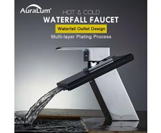 Auralum Grifo Lavabo Cascada Grifo de Baño para Baño Lavabo Latón Cromado