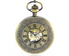 Stayoung Steampunk Antiguo Bronce Números Arábigos Cuerda Manual Reloj de Bolsillo Mecánico Colgante Cadena Estilo Romano Alta Calidad