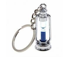 VANKER Metal de plata lámpara en forma de reloj de arena arena temporizador anillo llavero de la baratija de la novedad - Azul