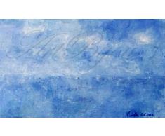 Cuadro Pintura Óleo Original Sobre Tabla, Paisaje Marina Abstracta