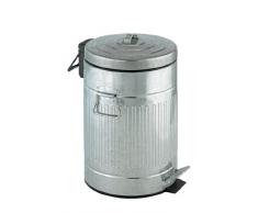 WENKO 18689100 Cubo con pedal New York Easy Close - dispositivo automático de descenso, 12 litros, apariencia de chapa, 12 L, Metal, 25.5 x 42 x 25.5 cm, Mate