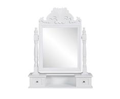 mewmewcat Tocador Mesa De Maquillaje con Espejo Giratorio 50 x 12.5 x 74 cm Blanco