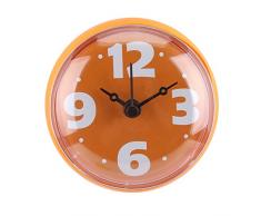 Ducha Relojes De Pared Pared De Succión Decorativo Moderno Ventana Espejo Baño Ducha Reloj Ligeramente Impermeable Accesorios De Baño(Naranja)