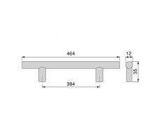 Emuca 9156151 Tirador para mueble Ø12mm intereje 384mm en acero acabado níquel satinado,1 unidad