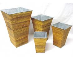 JUEGO 4 JARRONES FLOREROS MACETEROS MACETAS CUADRADOS CURVA ALTOS