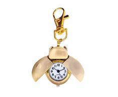 Reloj llavero de bolsillo dorado de cuarzo analógico en forma de mariquita, reloj de bolsillo de mariquita