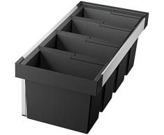 BLANCO Flexon II 90/4 Bote de Basura, Recolectores de Residuos, Aluminio, plástico, Negro, 90 cm Unterschrank
