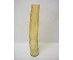 JARRON FLORERO CRISTAL CUERNO CURVADO BEIGE GRANDE